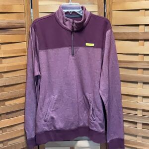 Prince & Fox Maroon Red Mock Collar Sweatshirt 1/4 Zip Closure Women XL Cotton